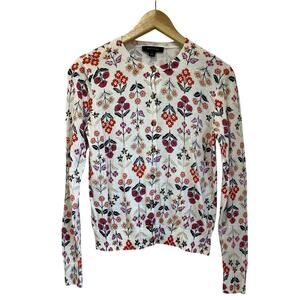 Ann Taylor Floral Button Front Knit Cardigan Lightweight Sweater XS